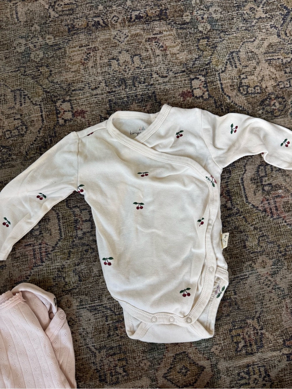 Konges Slojd Cream Cherry Wrap Baby One-Piece